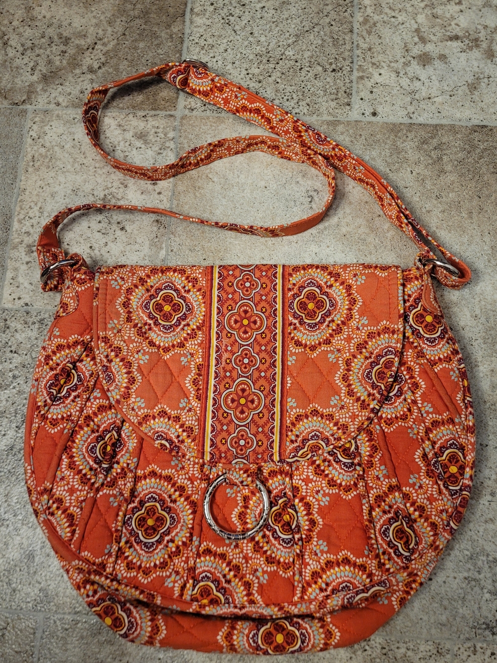 Vera Bradley Retired Pattern Paprika Paisley Saddle Bag Crossbody